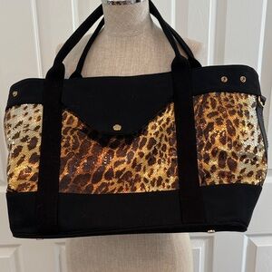 Eric JAVITS n New York Sparkle Leopard Tote Bag - Black and Gold